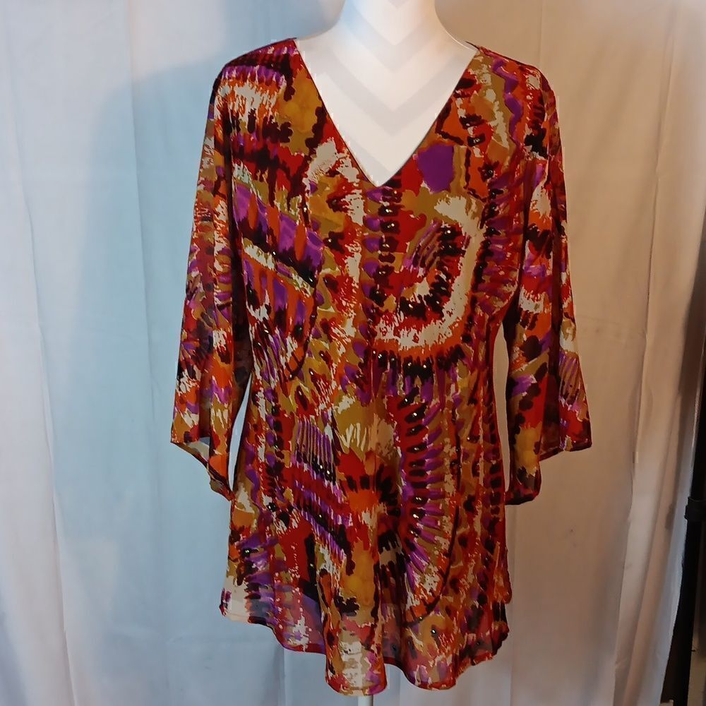 Metro 22 Sequined Tunic Blouse